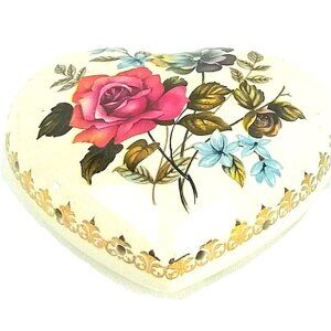 Vintage Porcelain Heart Vanity Pomander Princess House England Potpourri Holder